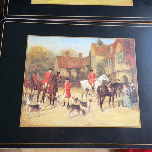 Pimpernel Tally Ho Cork-Backed Large Placemats, Set of 4, 15.7 X 11.7" VINTAGE - Picture 3 of 9